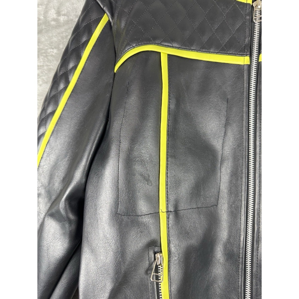 Vintage LIP SERVICE Rock Moto Full Zip Jacket Womens Size Large PVC Cloth USA - Picture 6 of 16